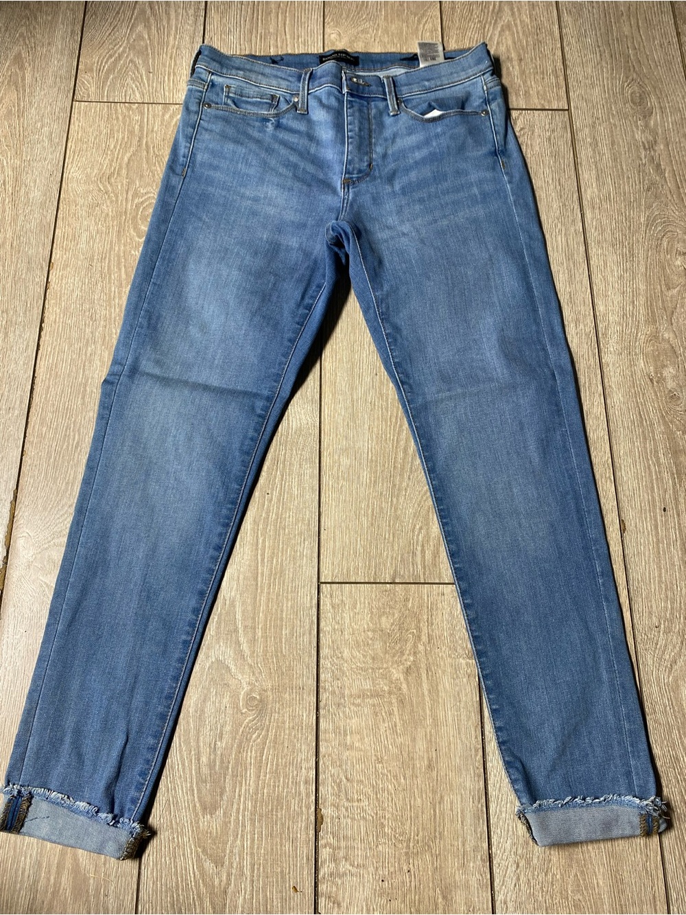 Banana Republic Women's Skinny Jeans Medium Wash Raw Frayed Hem Blue Size 29